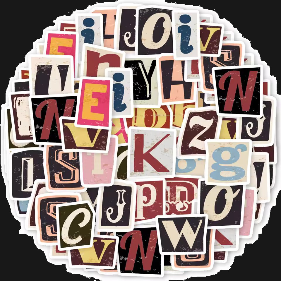 Vintage Buchstaben Sticker