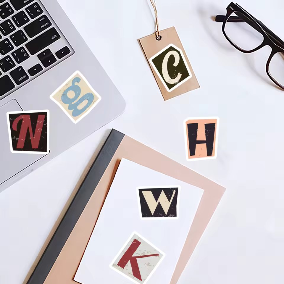 Vintage Buchstaben Sticker – Bild 3